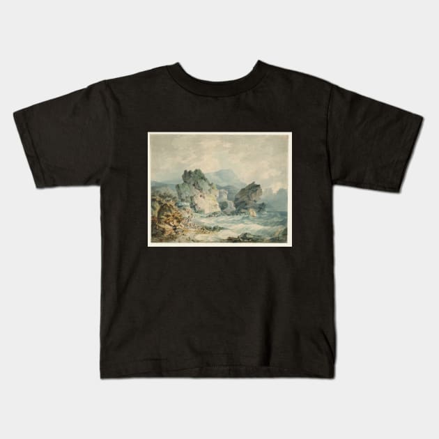 A Bay on a Rocky Coast, with a Man Running, 1792-93 Kids T-Shirt by Art_Attack